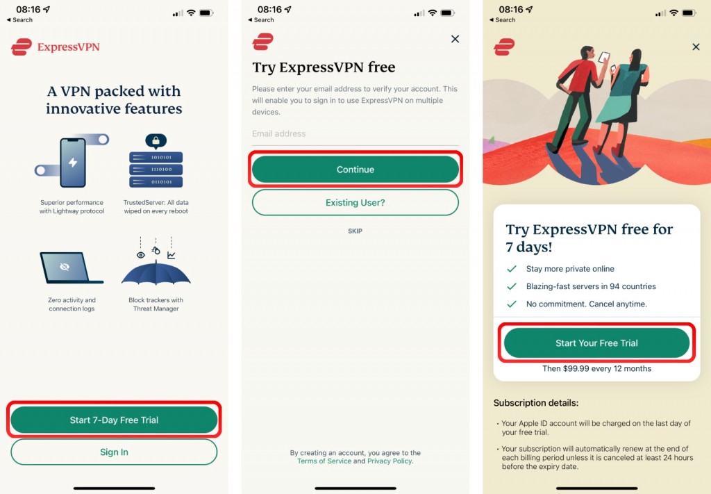 ExpressVPN Trial gratuit iPhone