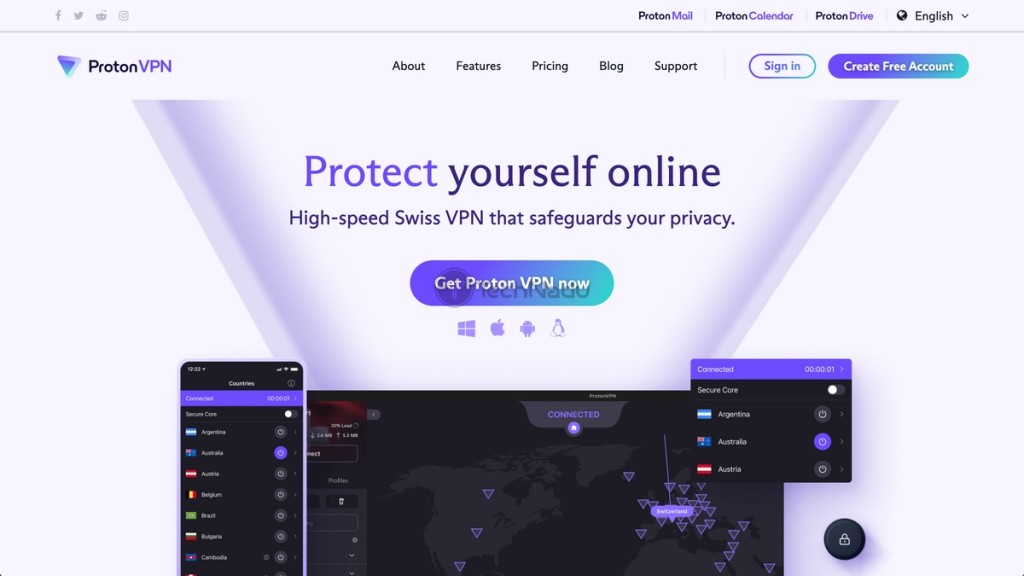 Home Page of Proton VPN