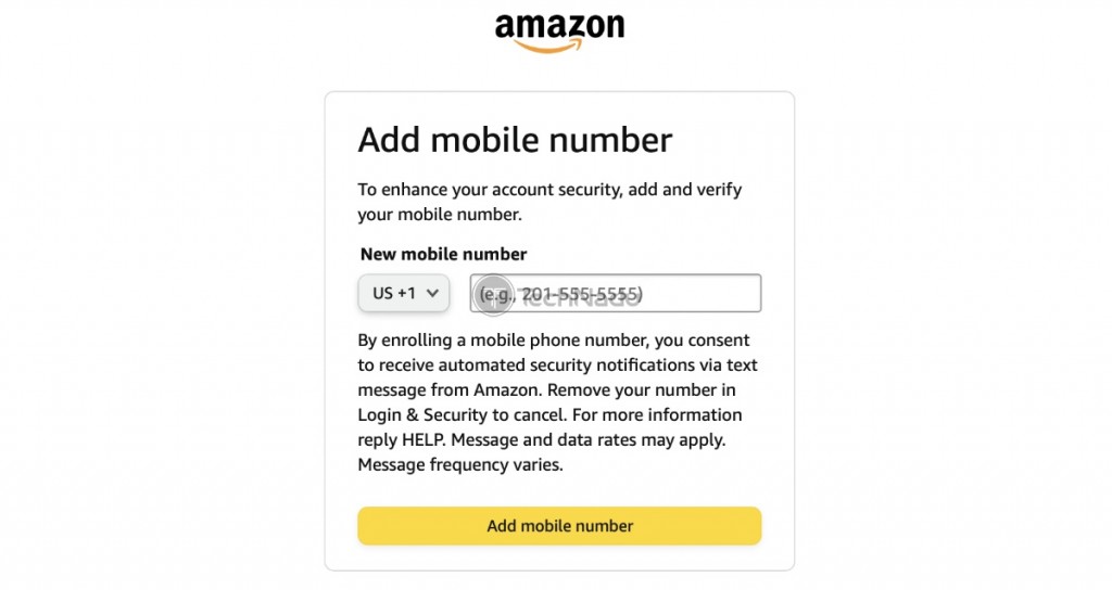 Inputting OTP Phone Code Amazon
