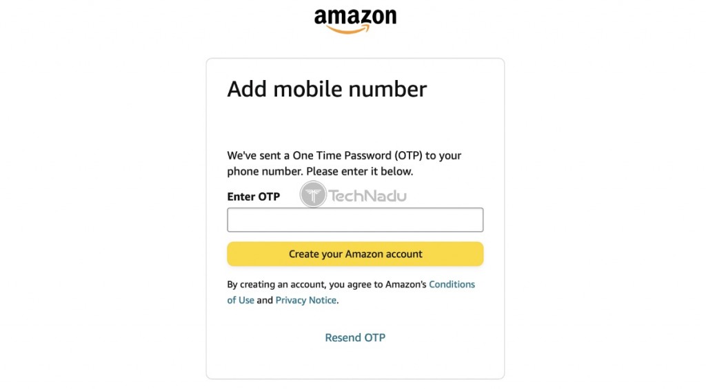 OTP Code When Creating Amazon Account