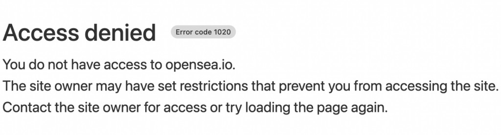 OpenSea Error Message 1020
