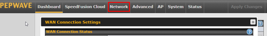 Pepwave web UI network