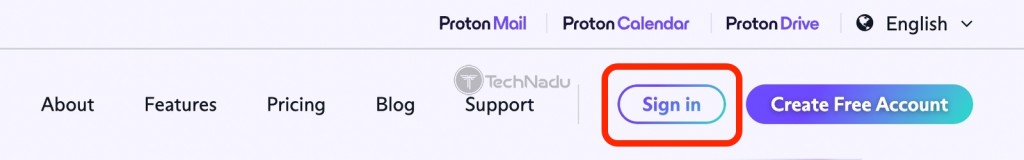 Sign In Button on Proton VPN Website