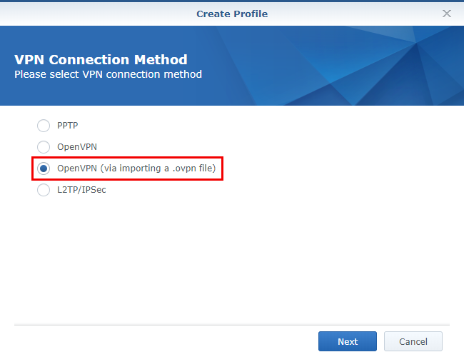 Synology VPN connection method