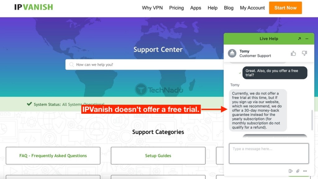 Asking IPVanish About Free Trial