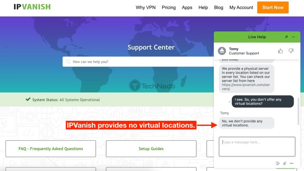 वर्चुअल सर्वर स्थानों के बारे में ipvanish से पूछना