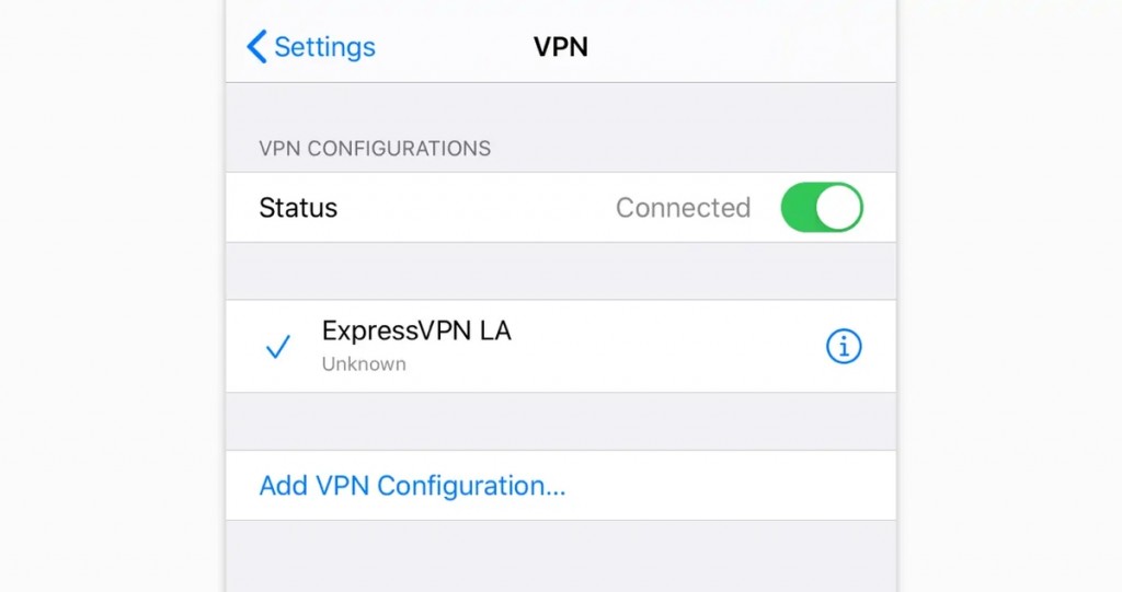 Connected to VPN Server on iPhone
