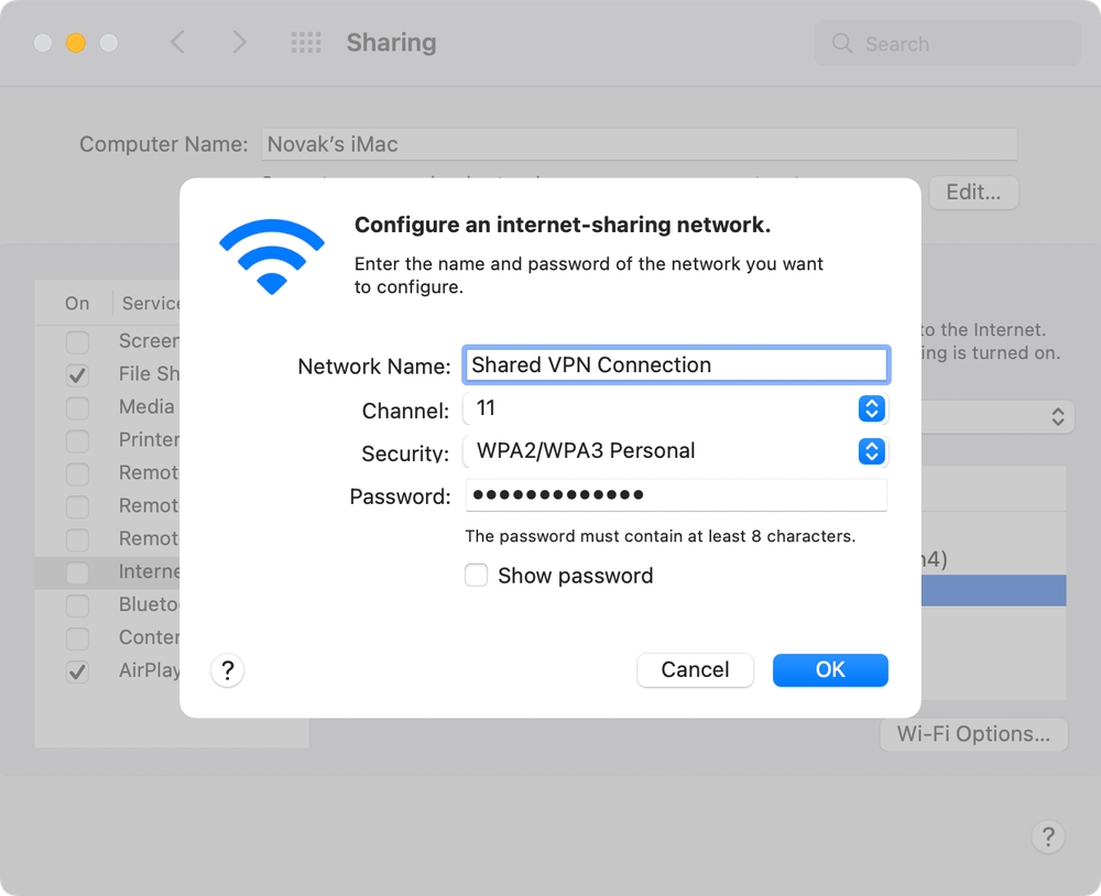 Creating New Wi-Fi Connection on Mac