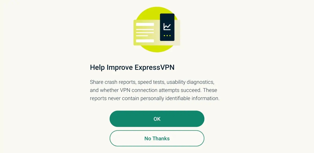 ExpressVPN Anonymous Analytics Prompt on Fire OS
