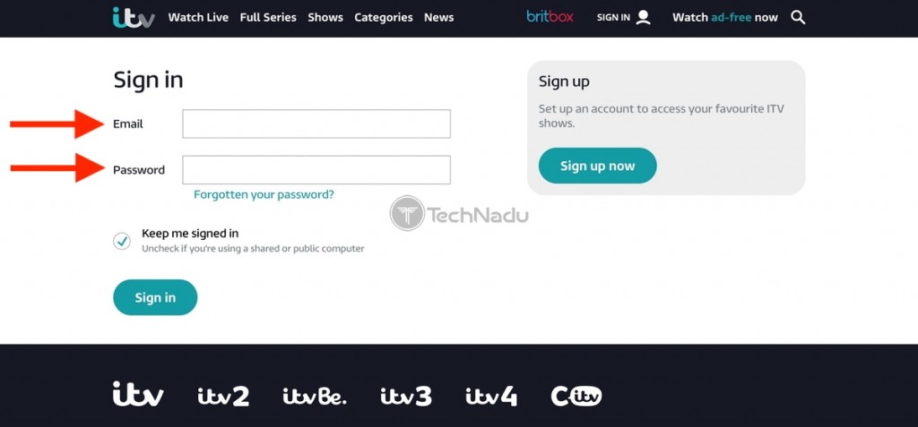 Log In Dialog Box ITV Hub