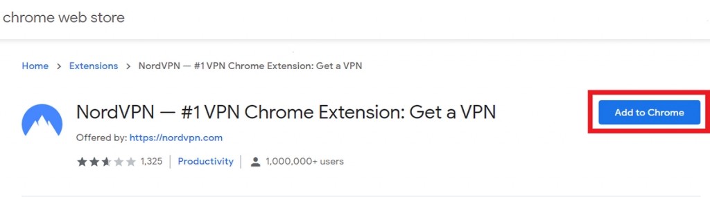 NordVPN Extension Chrome Web Store Listing