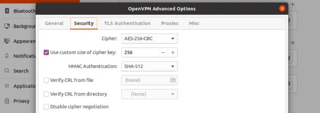 OpenVPN Security Options Linux