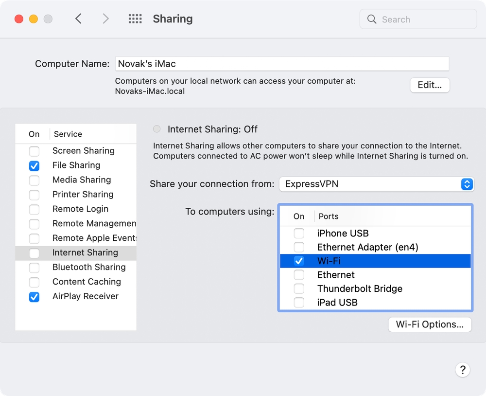 Setting Up Internet Sharing on macOS