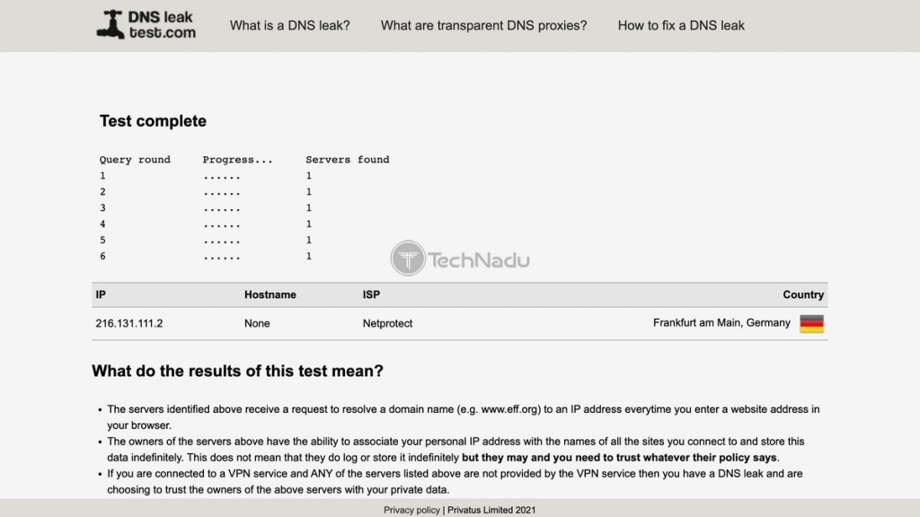 Testing IPVanish for DNS Leaks
