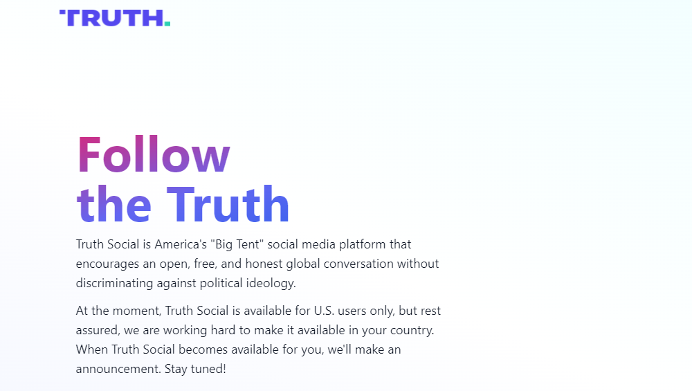 Truth Social geo-restriction message