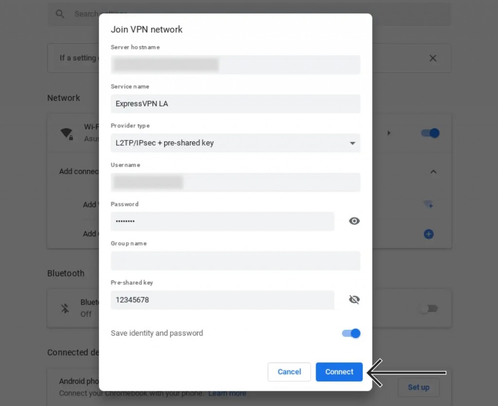 VPN Connection Details Chromebook
