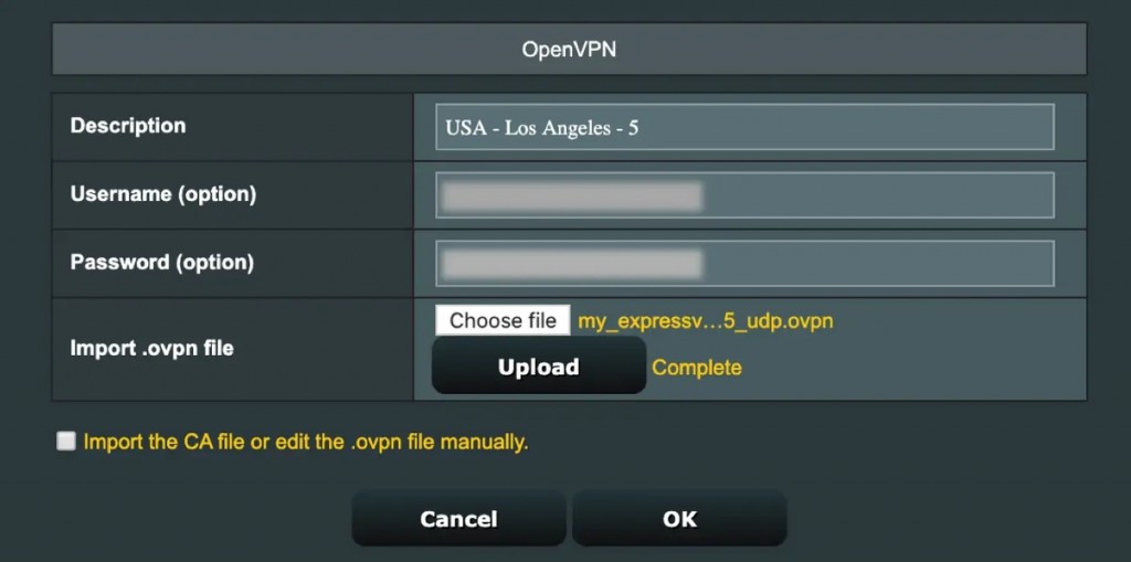 Creating OpenVPN Connection on ASUS Router
