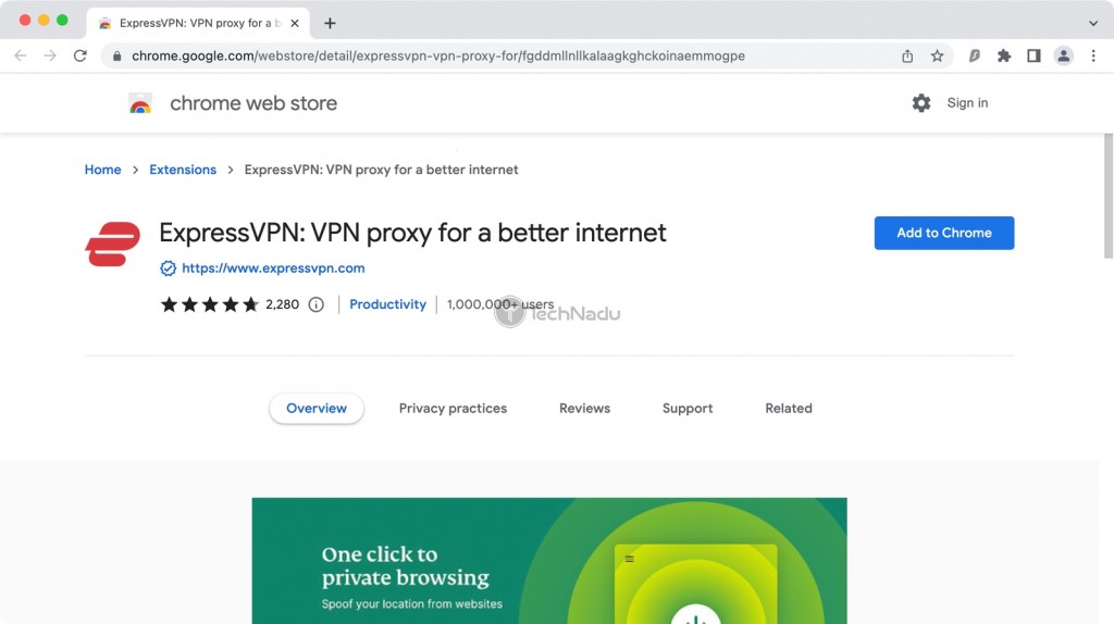 ExpressVPN Chrome Web Store Listing
