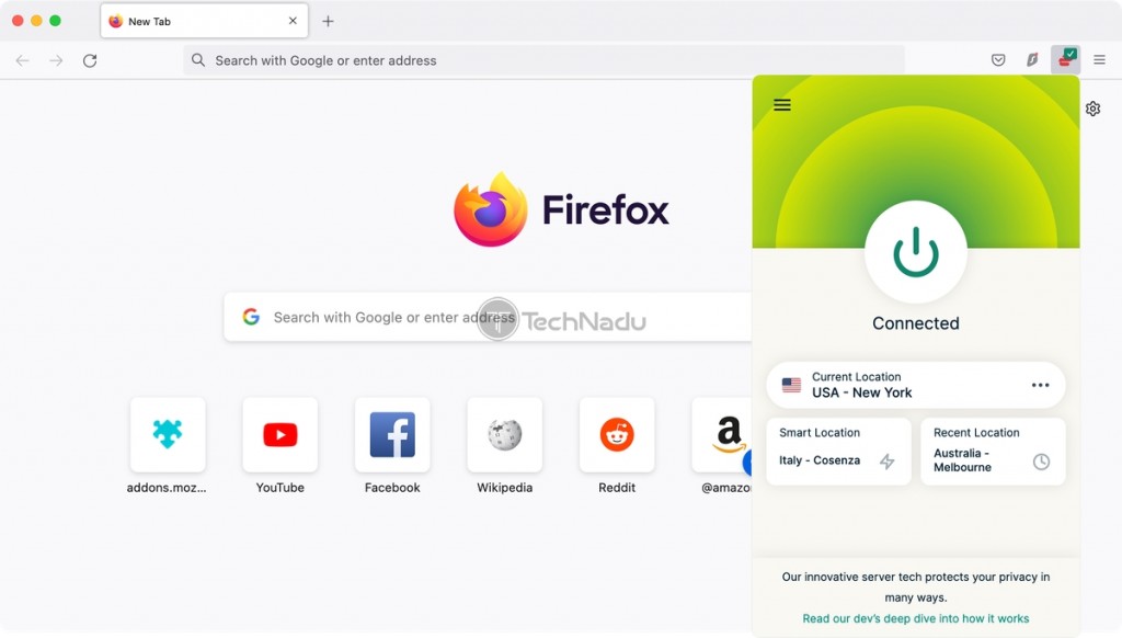 ExpressVPN Connected to Server on Firefox