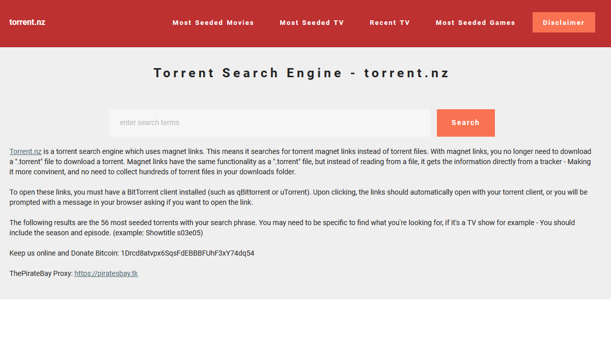 Moteur de recherche torrent.nz