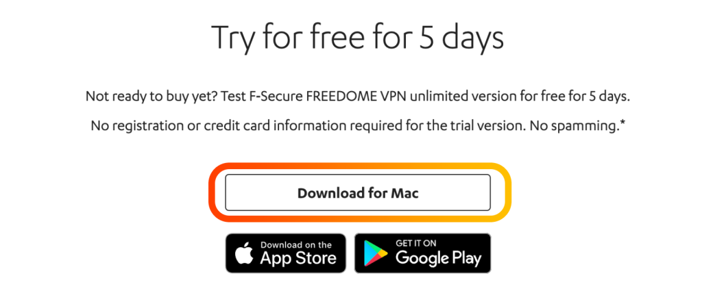 Button to Download F-Secure VPN Free Trial