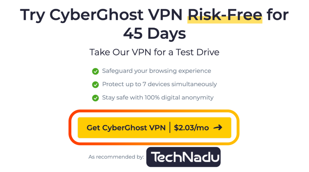 CyberGhost VPN Landing Page for Black Friday Discount