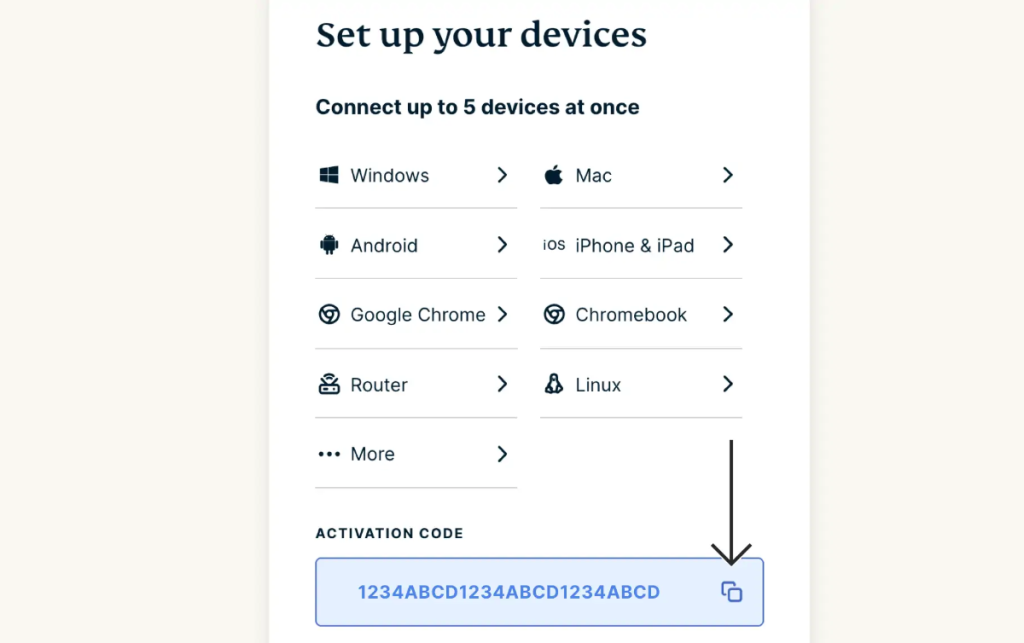 ExpressVPN Activation Code on ExpressVPN Dashboard