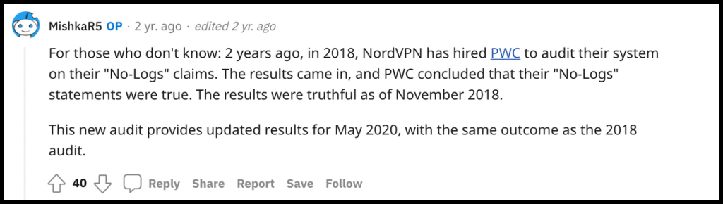 Redditor Explaining NordVPN's Audit Results