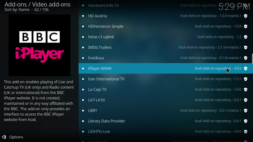 Installing BBC iPlayer Kodi addon 