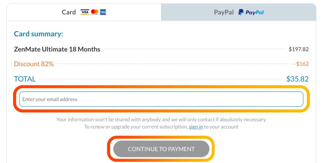 Paying for ZenMate VPN