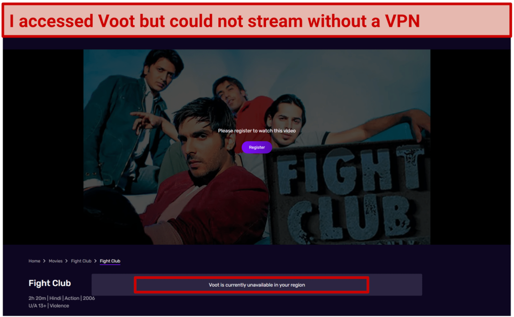 Voot Error Message Outside India