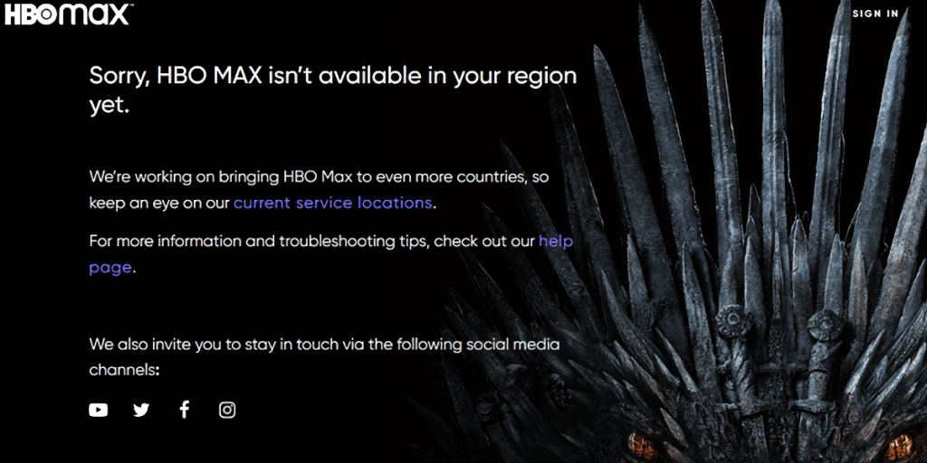 HBO Max Geo Block Error Message