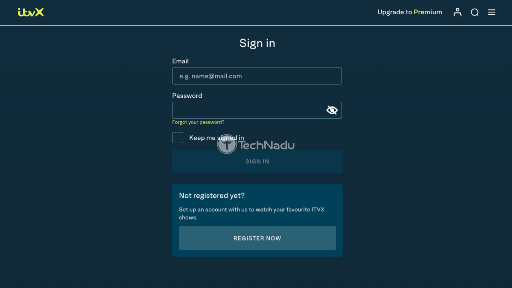 ITVX Login Page