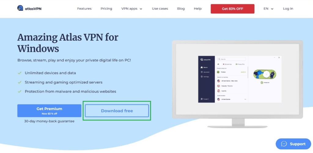 Downloading Atlas VPN on Windows from its Website