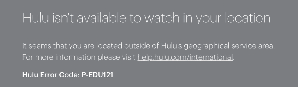 Hulu Geo-Block Message