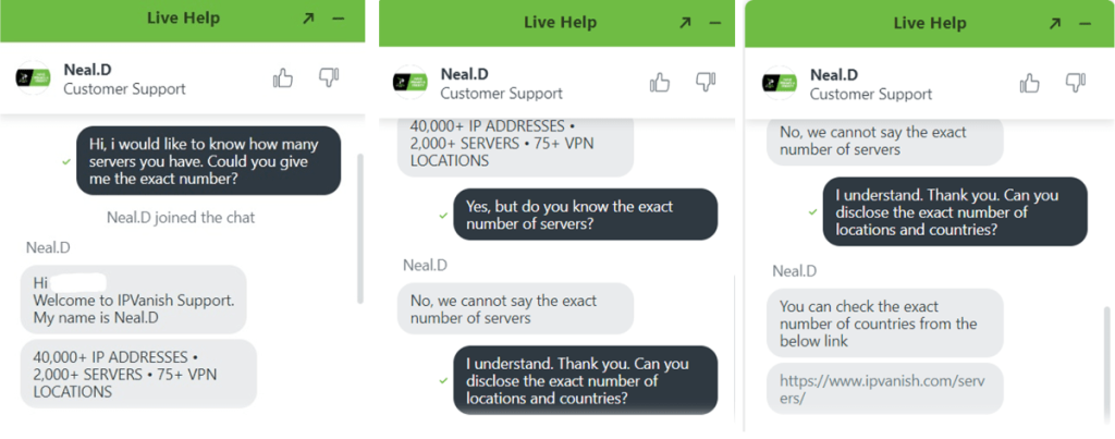 Talking to IPVanish Support About Server Count