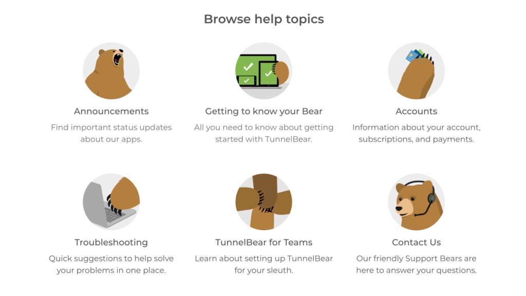 Tunnelbear Müşteri Destek Kaynakları