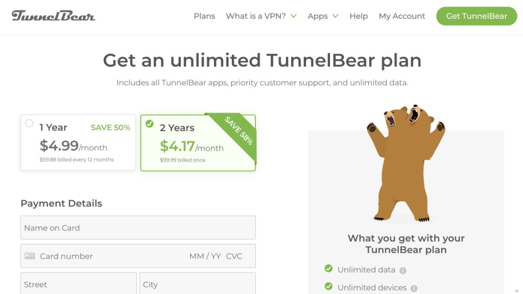 TunnelBear Pricing Plans