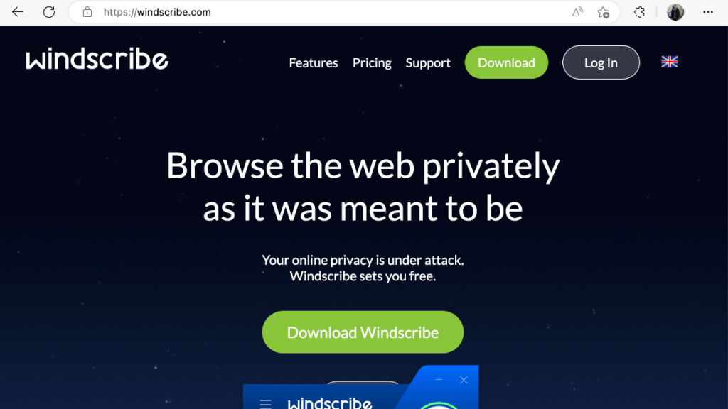 Windscribe Home Page