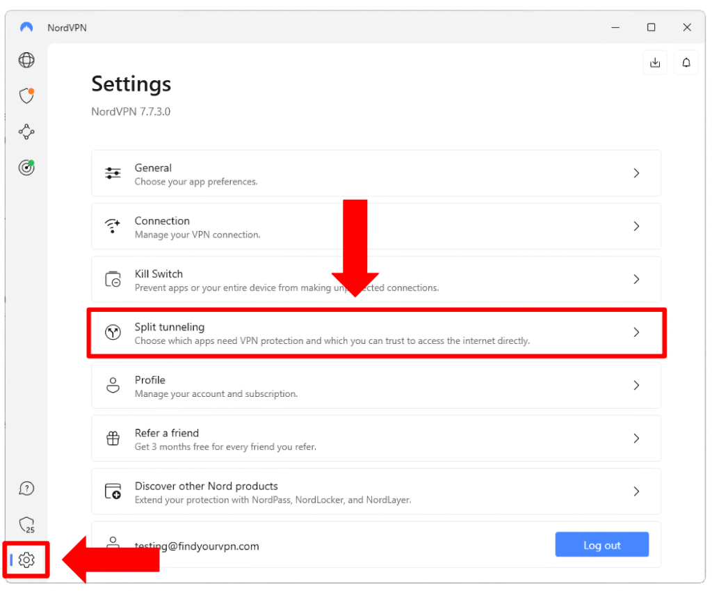 Split Tunneling in NordVPN