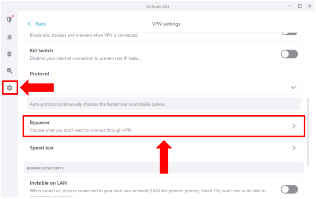 Surfshark Bypasser Feature