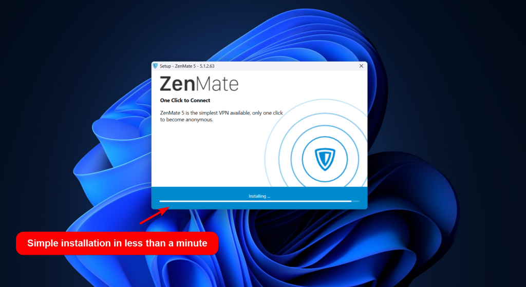 Prompt showing ZenMate VPN is being installed