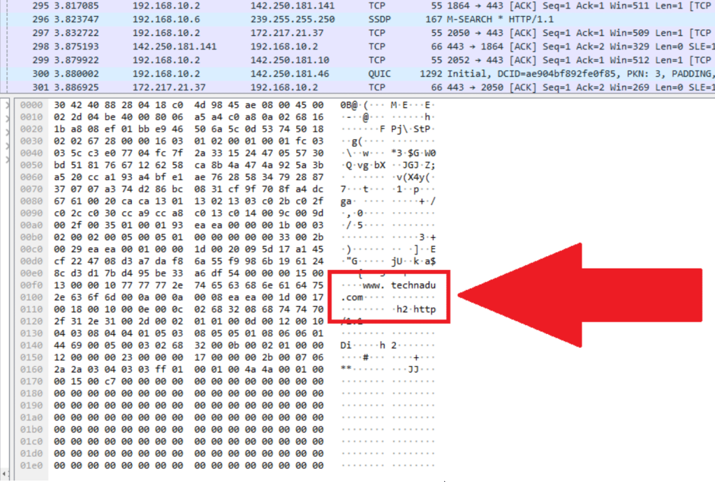 Data isn't encrypted on Wireshark