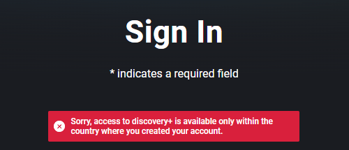 Discovery+ Geo Block Message When Traveling Abroad