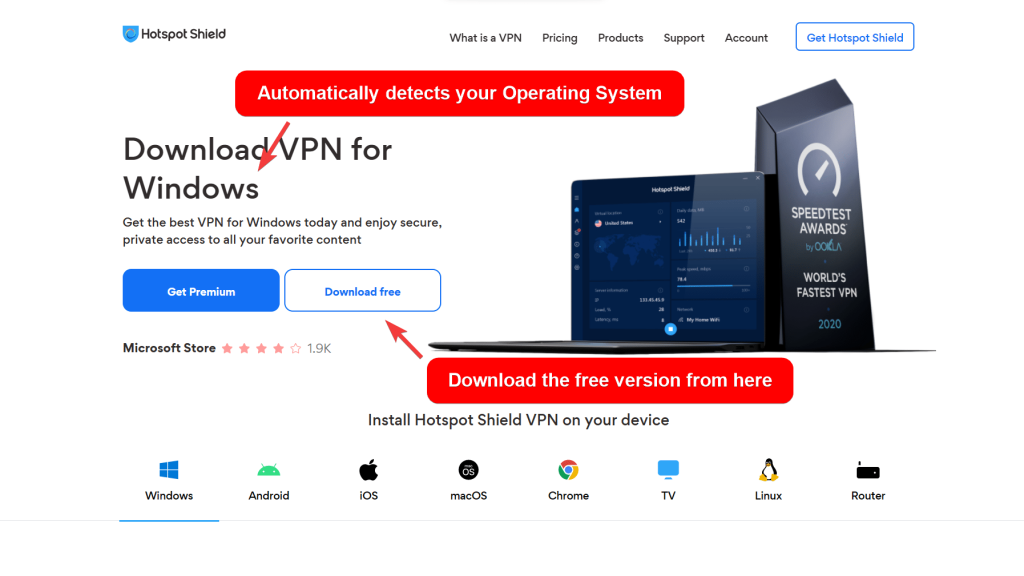 Hotspot Shield VPN Homepage