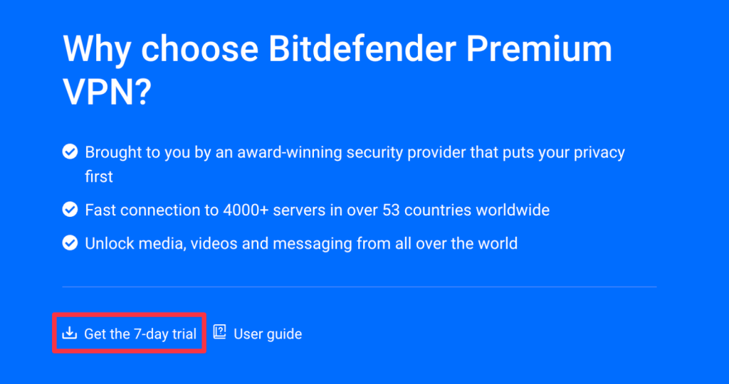 Link to Download Bitdefender Premium VPN Trial