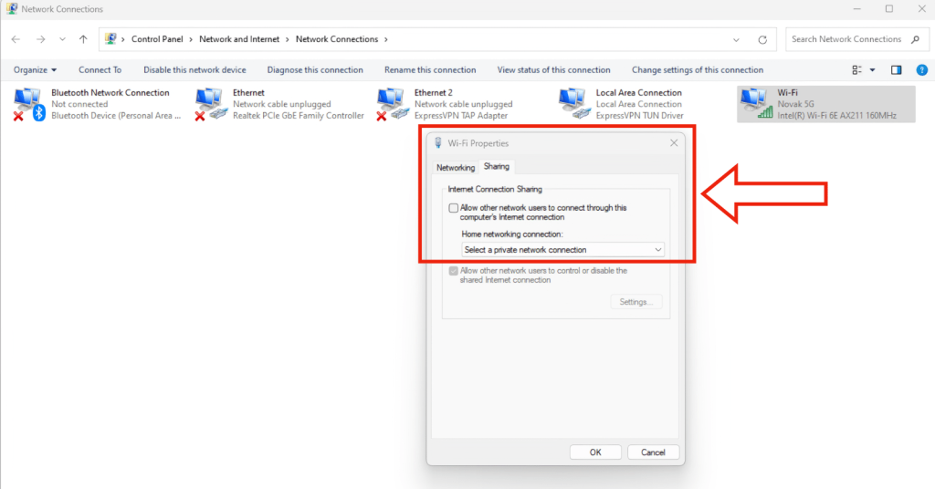 Network Adapter Settings on Windows 11