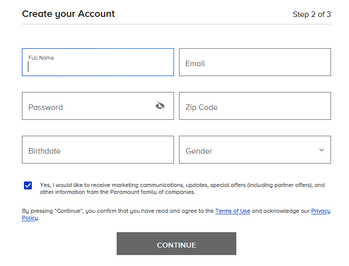 Required Personal Data When Signing Up for Paramount Plus