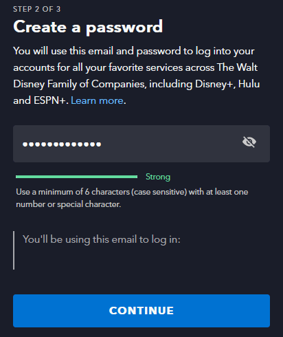 Creating A Password For Disney Account 