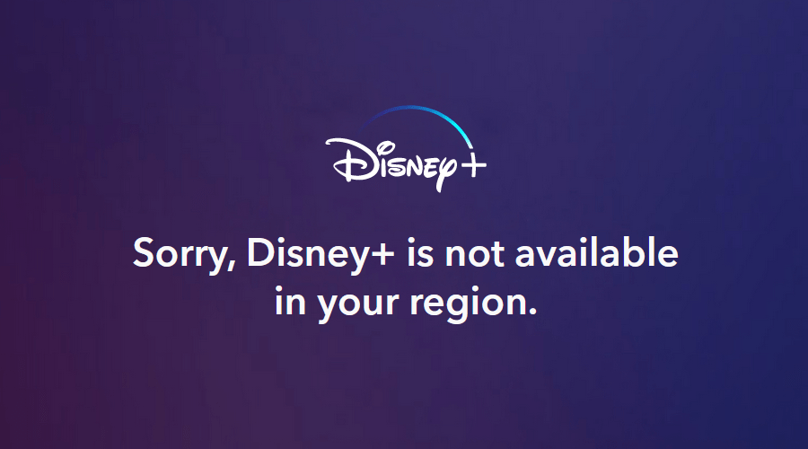 Disney+ Geo-Blocker Message for Unsupported Regions